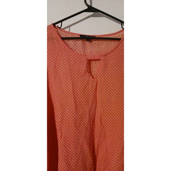 3X Peachy Orange w Dots PEEKABOO Sleeves Top Women's Plus 🍑Fred David - Picture 2 of 7